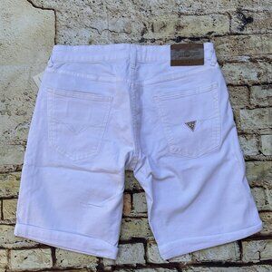 Guess Men's Sony White Denim Shorts Slim Fit Stretch Size 31